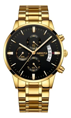 comprar Relógio de pulso Nibosi NI2309 com corria de aço inoxidável cor dourado - fondo preto