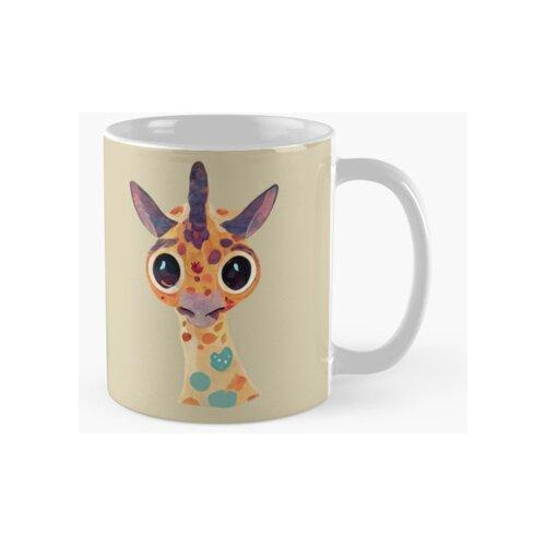 Taza Jirafa Bebé Acuarela Con Ojos Grandes Calidad Premium