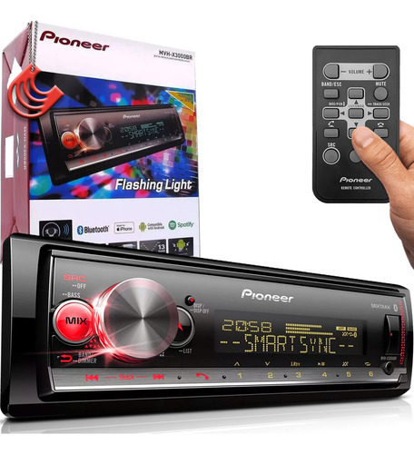 Som Automotivo Pioneer Mvh-x3000br C/ Controle Usb Bluetoth