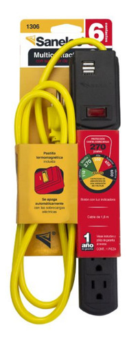 Multicontacto 6 Contactos Y 2 Usb C/supresor De Picos 1306