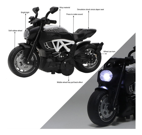 Aleación Moto Modelo Juguete Motocicleta Eléctrica Luz Músic
