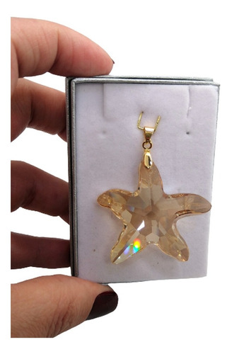 Pingente Estrela Do Mar Swarovski Golden 4,0 Cm Folh. Ouro