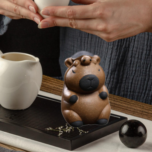 Capybara Mini Estatua Escultura Animal Té Marrón Oscuro