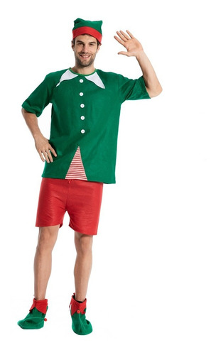 Disfraz De Elfo Navideño Barato Para Hombre, Trajes Desechables De Ayudante De Papá Noel