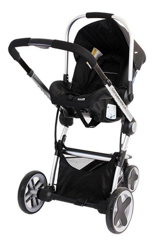 Carriola para correr travel system Prinsel Compass Elite LX negro con chasis color plateado