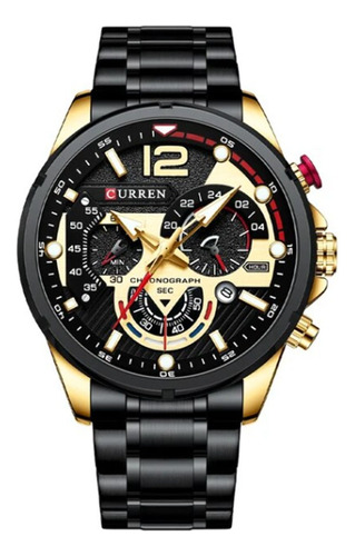 Reloj Curren 8395 Cronógrafo De Acero Inoxidable Black-gold