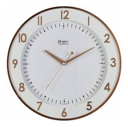 Relógio Parede Herweg 6806 309 Branco Rosê 34cm