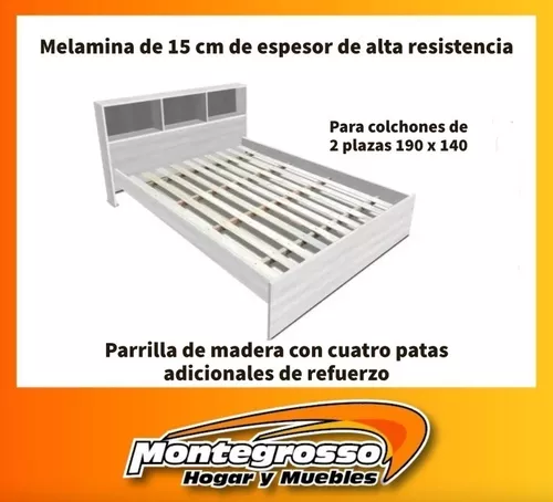 Cama 2 Plazas Con Repisa Orlandi