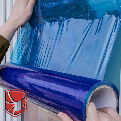 Película Protectora Azul Para Ventana De Vidrio Con Cuchillo