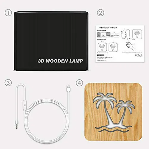 Lámpara Led 3d De Madera Islas: Decoración Creativa Para Reg