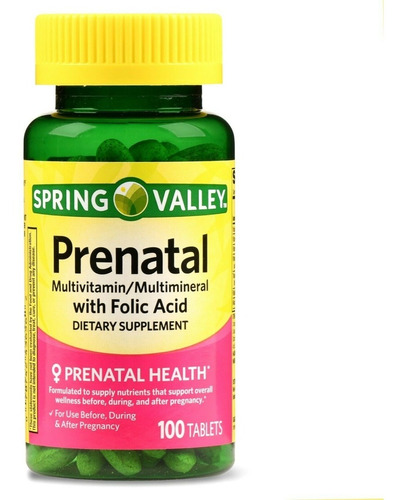 Multivitamínico Prenatal Spring Valley  (100 Tabletas)