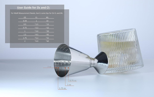 Taza Medidora Resistente, 2.7 Oz Líquidas De Cóctel Con Marc