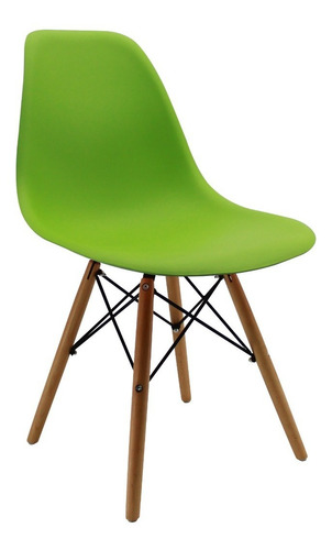 Silla Eames Para Comedor, Sala, Con Patas En Madera Color de la estructura de la silla Verde