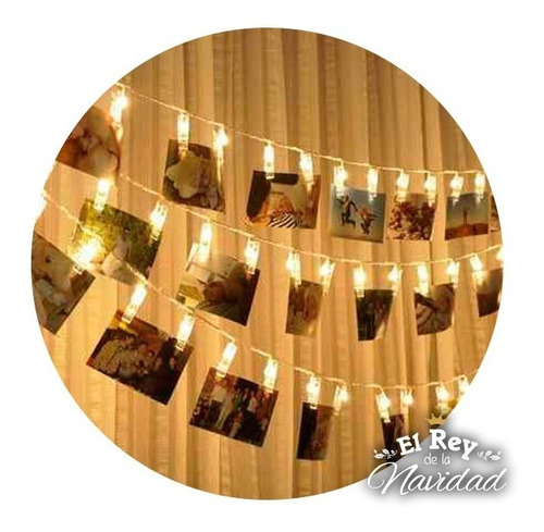 Broches Con Luz Led Calida 3mt :: El Rey De La Navidad