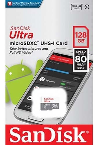 Tarjeta Microsd Sandisk Ultra De 128 Gb, 120mbps