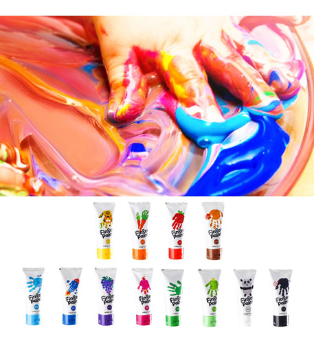 Pintura Artística Para Dedos, 60 Ml, Segura, De Colores Bril