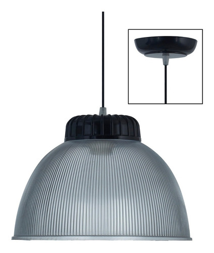 Lampara Colgante Galponera Policarbonato E27 Ø30cm Apto Led