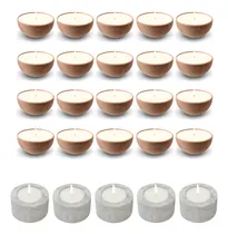 Comprar Velas Aromáticas 100 % Soja Kit X 20 Cuenco Madera 7x5 Cms