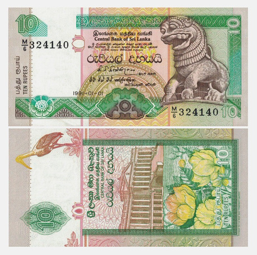 Grr-billete De Sri Lanka 10 Rupees 1991 - Chinze Dragon