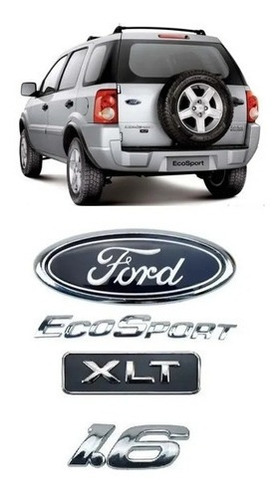 Kit Emblemas Insignias Logo Ford Ecosport 1.6 Xls O Xlt
