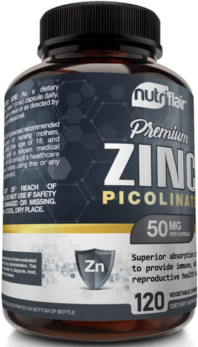 Zinc Picolinato 50 Mg  120 Cápsulas Importado Americano Usa