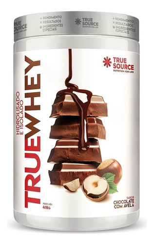 True Whey Isolada E Hidrolisada Gourmet 418g - True Source Sabor Chocolate com avelã