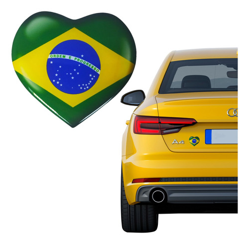 Adesivo Bandeira Brasil Coração Brasão 7x7,5cm Resinado Bs4