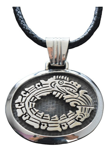 Dije De Quetzalcoatl De Plata Ley 925 Con Collar De Piel