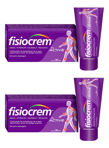 Fisiocrem Active Gel Para Massagem Com Arnica 30ml Kit C/2