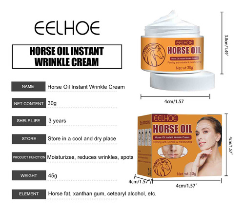 Crema Antiarrugas Instantánea A Horse Oil, Hidratante, Hidra