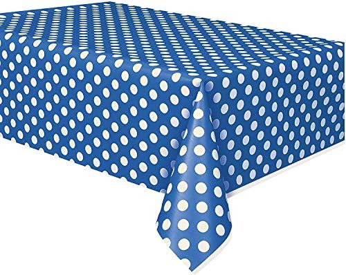 Mantel Rectangular De Plástico Con Lunares Azules 137 X 274