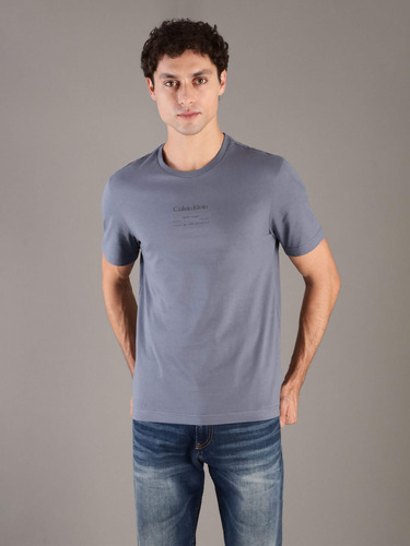 Playera Azul De Algodón Cuello Redondo Calvin Klein Hombre