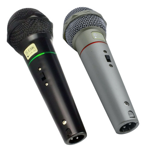 Microfone Com Fio Duplo 505 Karaoke Igreja Com Cabo Já Cor Preto E Prata
