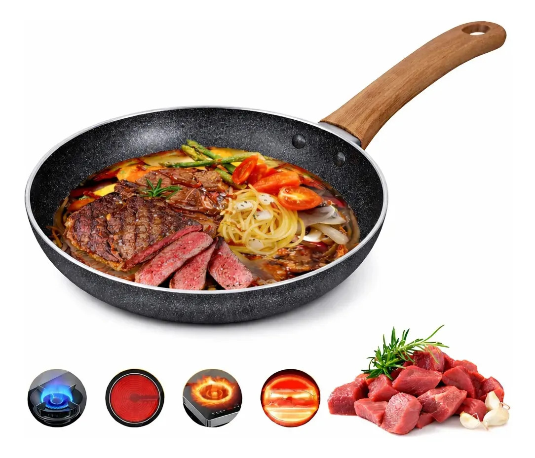 Frigideira Antiaderente 28cm Fogão Fogo Cooktop Gás Preto