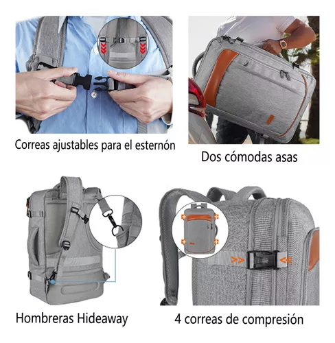 Mochila de transporte, aprobada por el vuelo, mochila de viaje expandible  de 35 L, para fin de semana, bolsa de equipaje durante la noche, mochila de