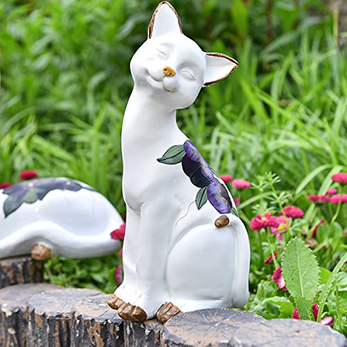 Preciosa Estatua De Gato Sentado De Sungmor Para Jardín, Dec