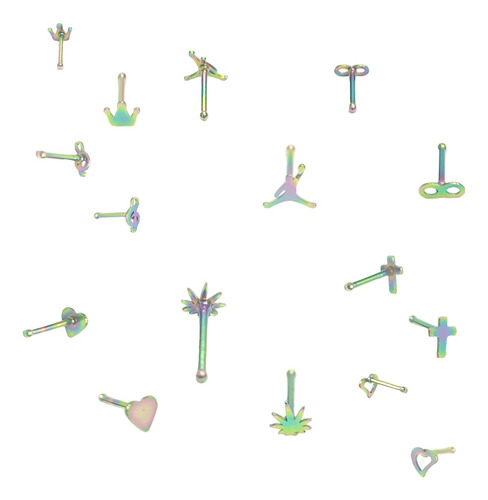 Lote De 10 Piercing Para La Nariz Nostril De Figura Y Color