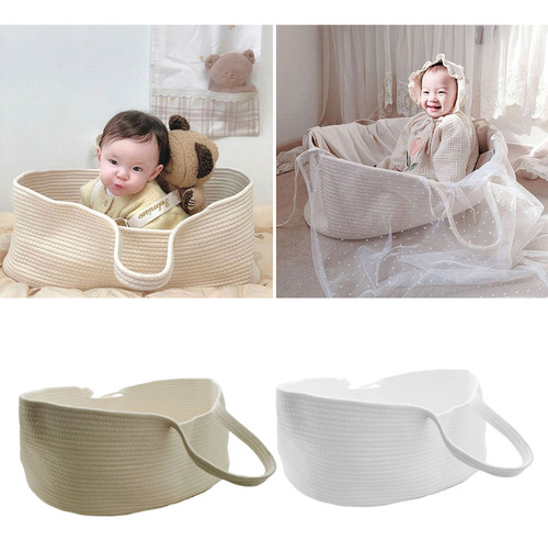 (bg) Cesta Baby Moses Para Cuna Tejida Con Cuerda De Algodón