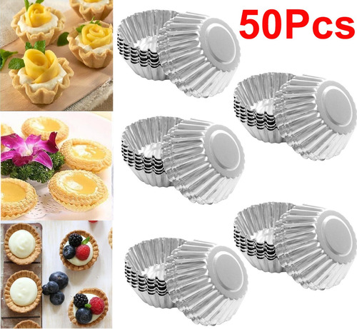 50 Molde Tartaletas Aluminio Reposteria Horno Reutilizables