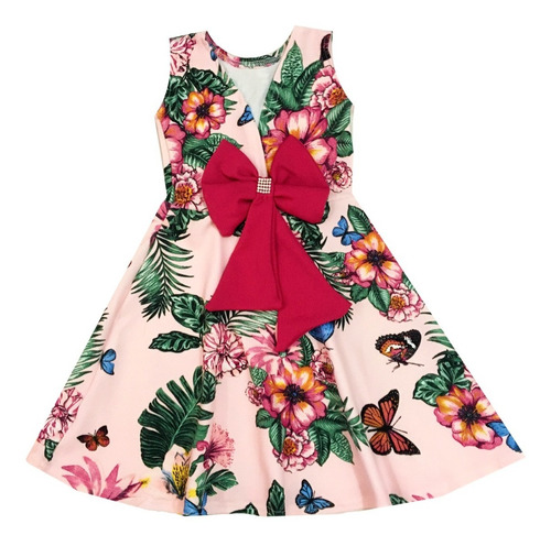 Vestido Infantil Moda Kids Rodado Laço Atacado Promoção