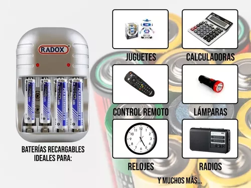 Cargador de baterías 9V con 2 pilas incluidas marca RADOX – PuraBateria