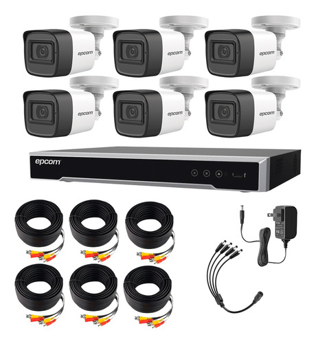 Epcom Kit de Camaras de Seguridad Exterior Metalicas Con Micrófono Integrado Modelo B50KIT-PLUS6 Video Vigilancia TurboHD 1080p CCTV 6 Cámaras Bala
