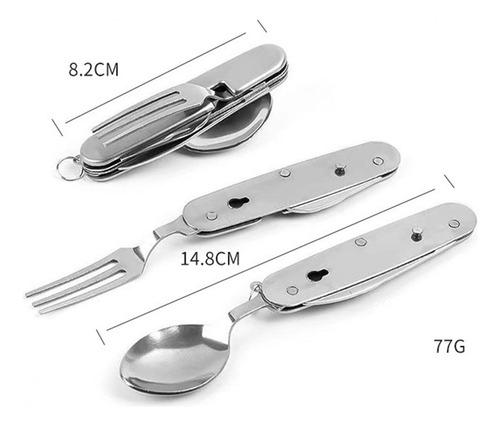 Utensilios De Acampada 5 En 1, Tenedor De Acero Inoxidable,