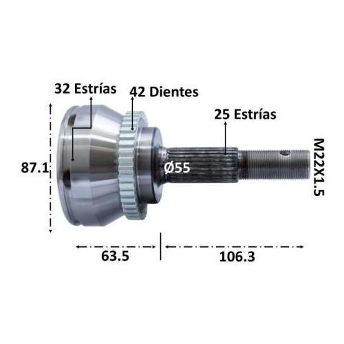 Espiga Lado Rueda Para Nissan Lucino L4 1.6 96-00 - Sentra L