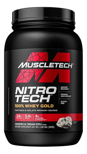  Nitro Tech 100% Whey Gold Muscletech Proteína 2 Lb  Cookies