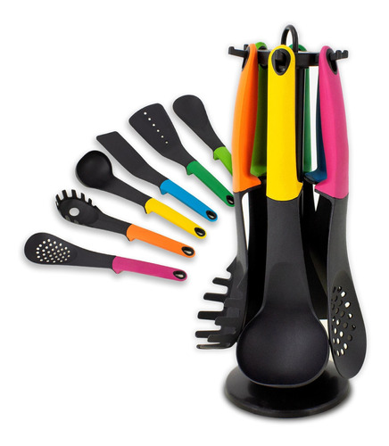 Juego Menage 6 Piezas Utensilios Cocina Con Soporte