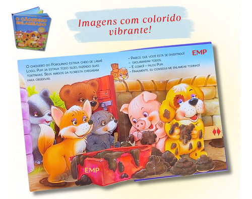 Livro Infantil História Bichos Divertidos Pop-up Em 3d - O Cãozinho Enlameado