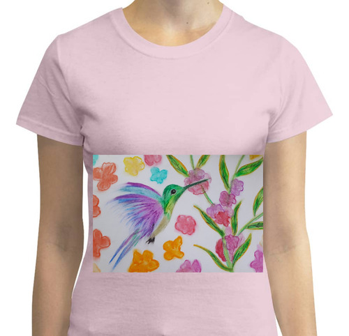 Playera Diseño De Colibrí Con Flores - Primavera - Flores