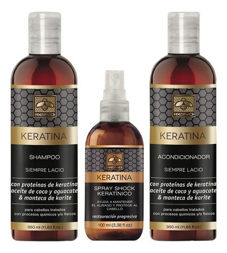 Shampoo Reino Keratina Línea Keratina Pack En Botella De 800ml De 830g