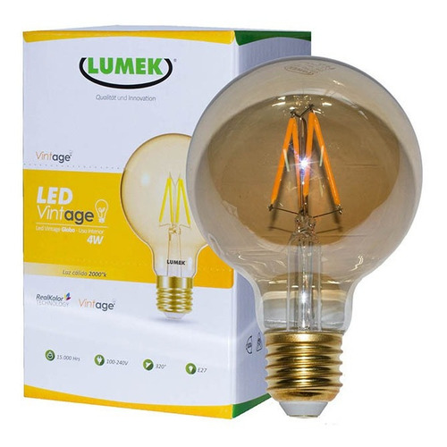 Bombillo Led Vintage Globo 4w 2000k E27 Lumek